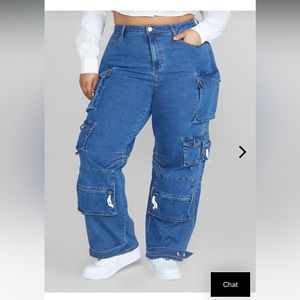New!!! High Rise relax fit cargo jeans